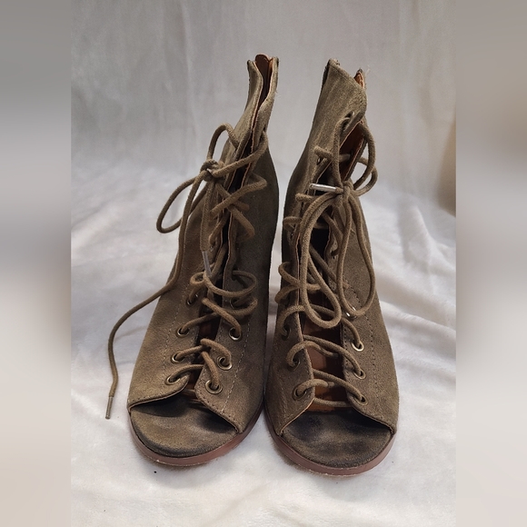 Charlotte Russe Women's Ciara Faux Suede Lace Up Open Toe Ankle Boots Size 6 - Picture 6 of 6